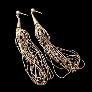 Vintage Native Sterling Silver Beaded Drop Earrings